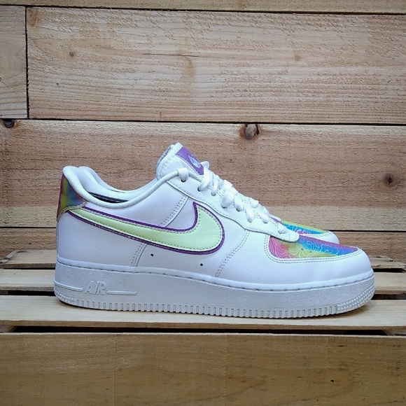 Nike Shoes - Nike Air Force 1, Women's 9, 2020 Easter White & Rainbow iridescent toe / heel